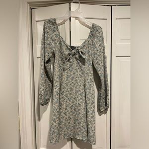 LILY ROSE baby blue dress long sleeve with white flowers SIZE MEDIUM